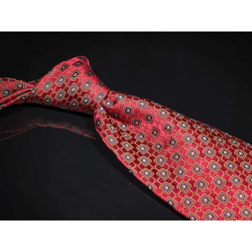 Ike Behar 100% Silk Tie Burgundy Navy Neat Men's Designer Necktie USA
